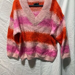 Colorful Striped V-Neck Sweater